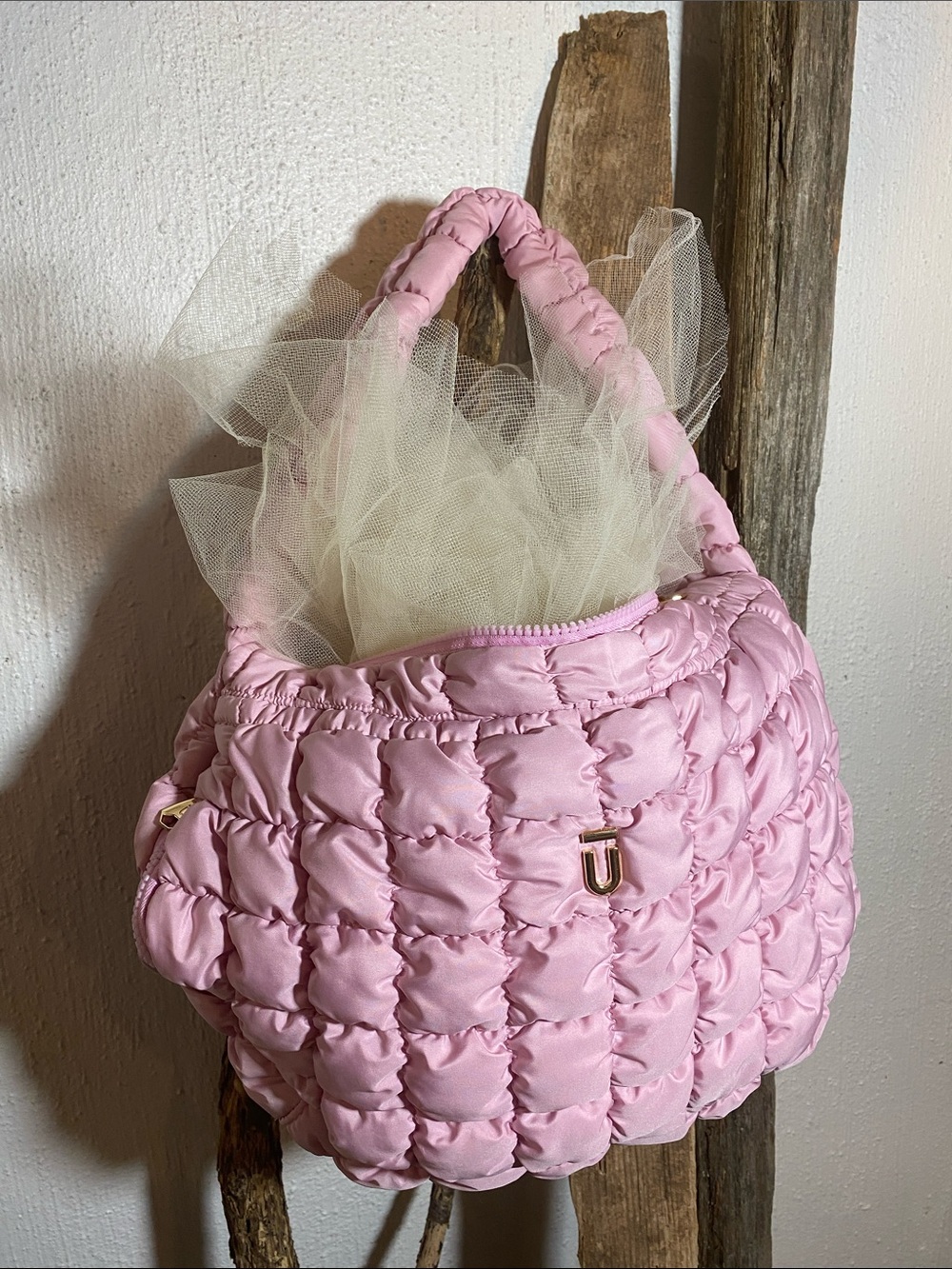 Urban Outfitters Pink Quilted Bubble Tote Bag NWOT